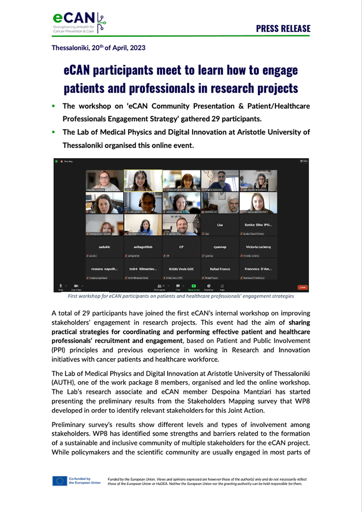 eCAN participants meet to learn how to engage patients and professionals...