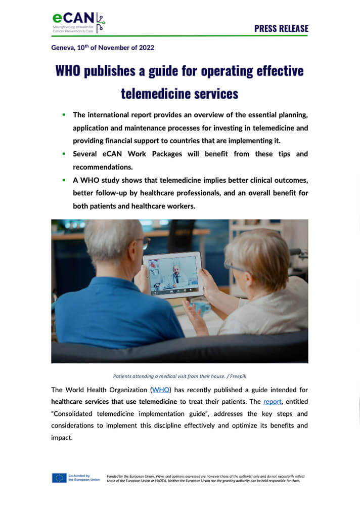 WHO publishes a guide for operating effective telemedicine services
