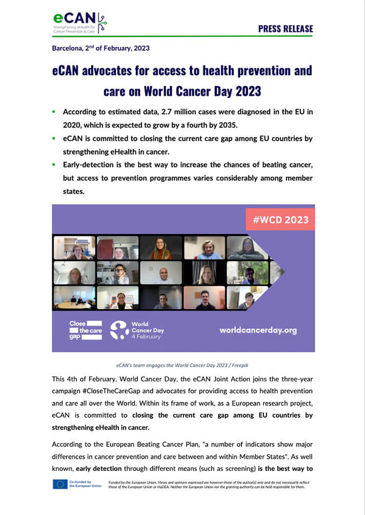 eCAN advocates for access to health prevention and care on World Cancer Day 2023 