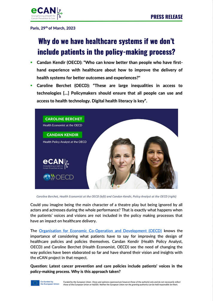 Formulation of policies and inclusion of patients in health systems.