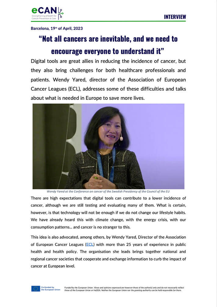 “Not all cancers are inevitable, and we need to encourage everyone to understand it”